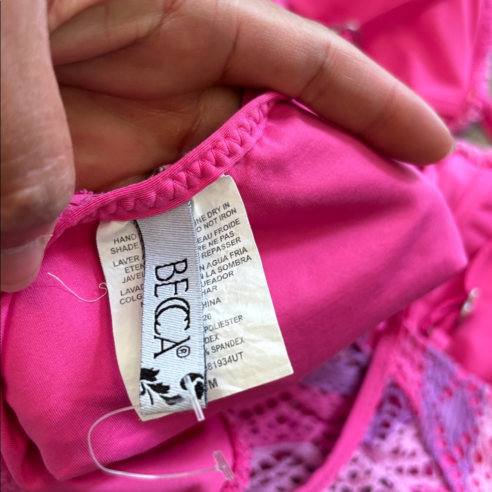 Becca pink crochet one piece swimsuit - Picture 8 of 9